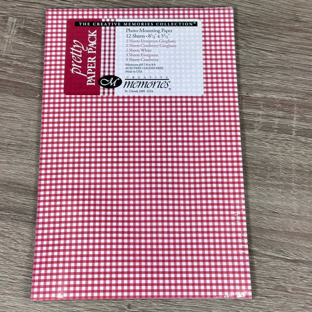 Creative Memories Gingham Pretty Paper Pack 12 Sheets 8.5x5.5 Scrapbooking